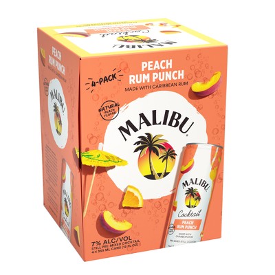 Malibu Peach Rum Punch Cans 4 Pack - SoCal Wine & Spirits