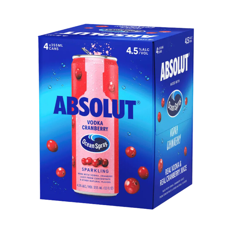 Absolut Cranberry Vodka Can 4 Pack - SoCal Wine & Spirits