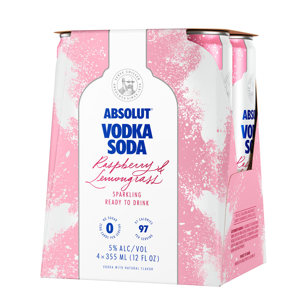 Absolut Ready to Drink,  Raspberry & Lemongrass Vodka Soda - SoCal Wine & Spirits